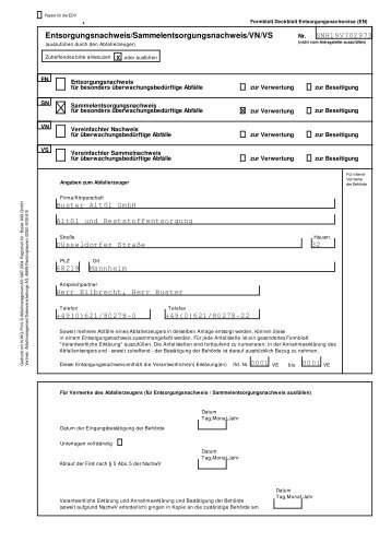 Entsorgungsnachweis komplett - Buster Altöl GmbH