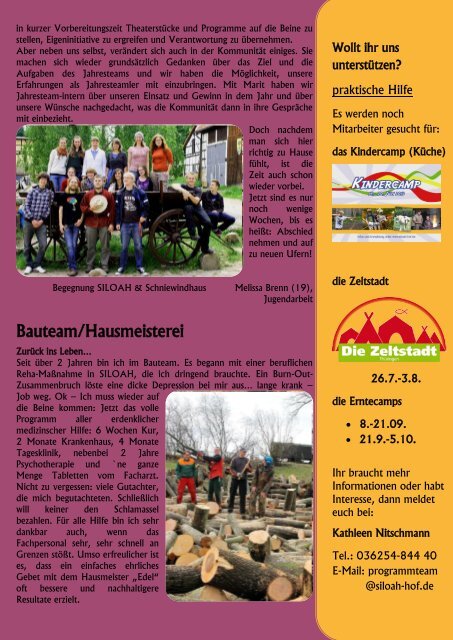 Rundbrief 2/2013 - Familienkommunität SILOAH e.V., Metebach