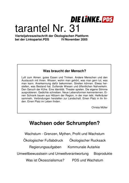 Tarantel Nr. 31 _Dez 2005_ - Die Linkspartei