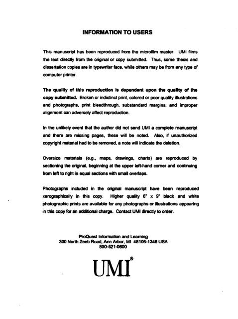 ProQuest Dissertations - The University of Arizona Campus Repository
