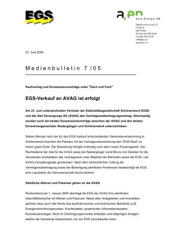 Medienbulletin 07/05 - Aare Energie AG