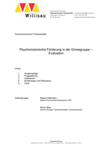 Psychomotorische Förderung in der Grossgruppe – Evaluation