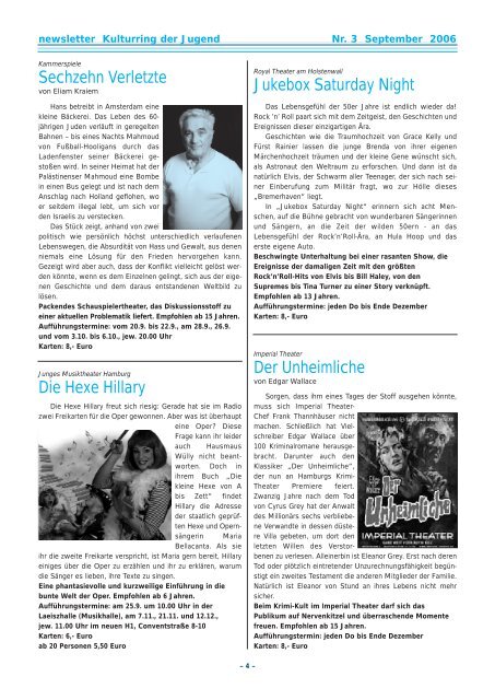 Kulturring Newsletter Nr.3 - September 2006