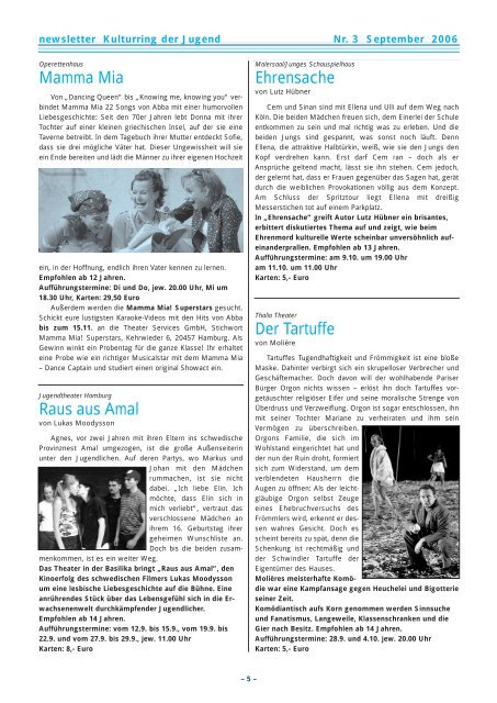 Kulturring Newsletter Nr.3 - September 2006