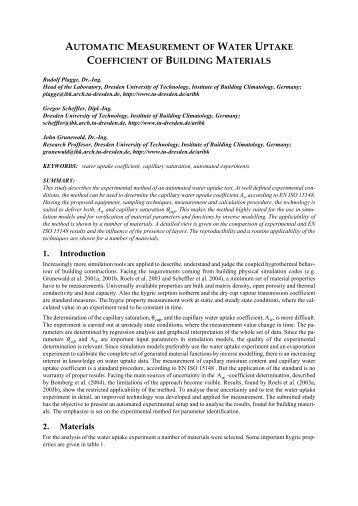 AUTOMATIC MEASUREMENT OF WATER UPTAKE COEFFICIENT ...