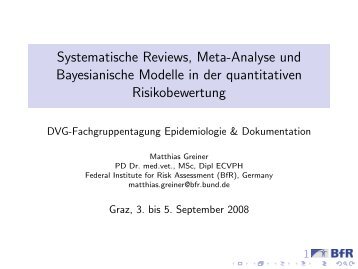 Systematische Reviews, Meta-Analyse und Bayesianische ... - AGES