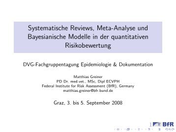 Systematische Reviews, Meta-Analyse und Bayesianische ... - AGES