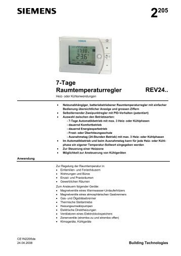 2205 7-Tage Raumtemperaturregler REV24.. - FKR Regeltechnik KG