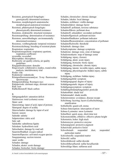 Lexikon Waldschädigende Luftverunreinigungen - BFW