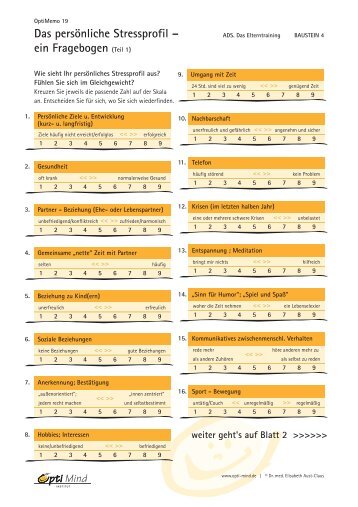 Das persönliche Stressprofil – ein Fragebogen (Teil 1)