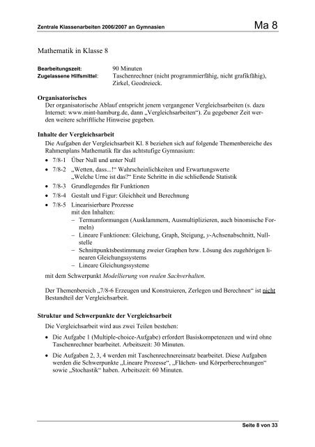 Hinweise und Schwerpunktsetzungen - Hamburger Bildungsserver