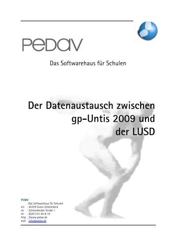 Der Datenaustausch zwischen gp-Untis 2009 und der LUSD - PEDAV