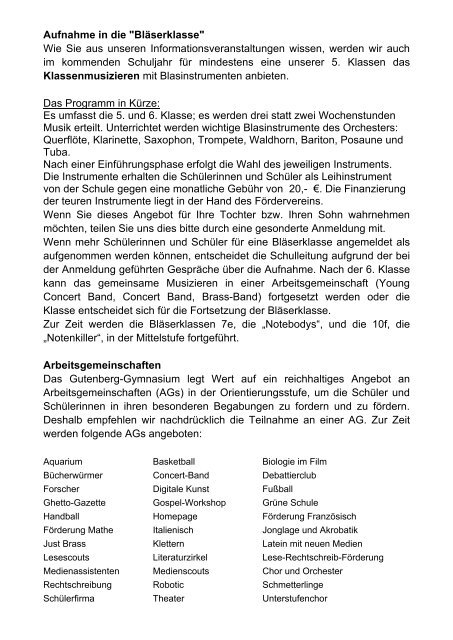 Wir über uns 2012_13 - Gutenberg Gymnasium Mainz