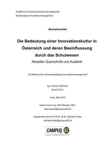 Die Bedeutung einer Innovationskultur in Österreich und deren ... - ett