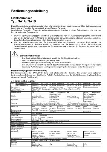 SA1A/SA1B Bedienungsanleitung - Idec Elektrotechnik GmbH