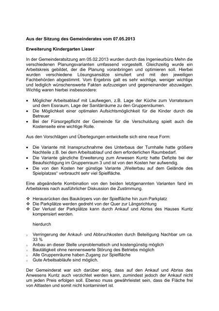 Sitzungsprotokoll Lieser
