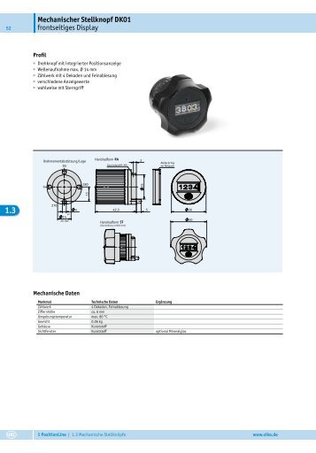 Mechanischer Stellknopf DK01 frontseitiges Display
