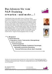 Das können Sie vom NLP-Training erwarten - und mehr... !