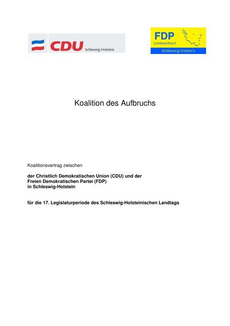 Koalitionsvertrag Sh Koalitionsvertrag Sh
