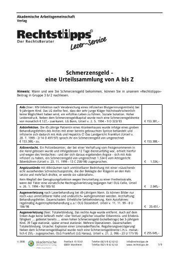 Schmerzensgeld - Akademische Arbeitsgemeinschaft Verlag