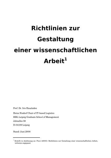 Richtlinien zur Gestaltung einer wissenschaftlichen Arbeit 1