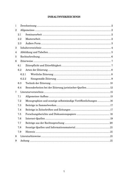 Richtlinien zur Gestaltung einer wissenschaftlichen Arbeit 1