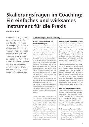 Skalierungsfragen im Coaching - Weiterbildungsforum Basel