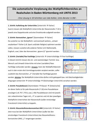 Die automatische Verplanung des Wahlpflichtbereiches an ... - Untis