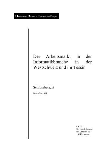 Der Arbeitsmarkt in der Informatikbranche in der ... - Treffpunkt-Arbeit