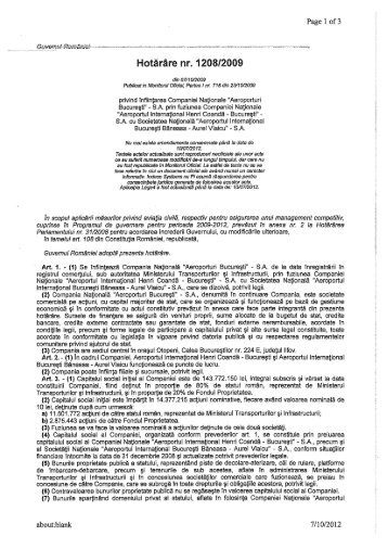 HG 1208 – 2009 privind infiintarea CNAB si Actul - George Butunoiu