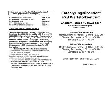 aktuelle Preisliste - Gemeinde Ensdorf