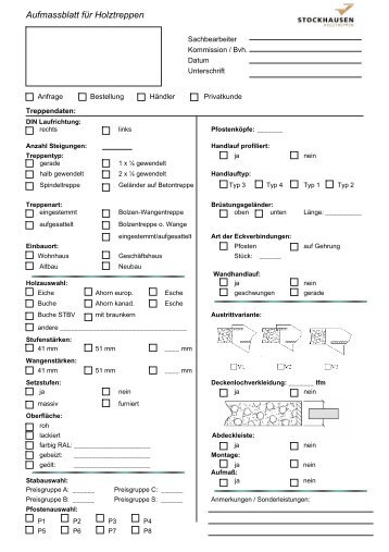 Aufmassblatt für Holztreppen - Stockhausen Treppen