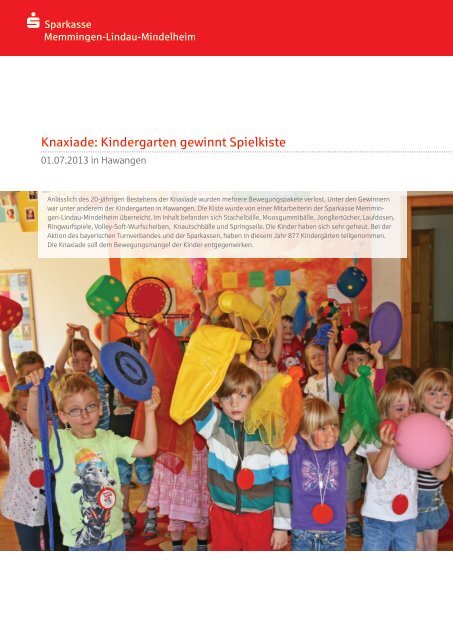 Knaxiade: Kindergarten gewinnt Spielkiste - Sparkasse Memmingen ...