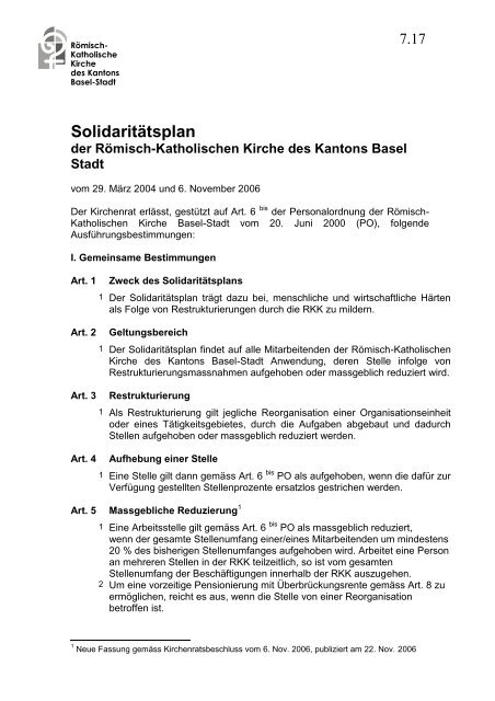 Solidaritätsplan - RKK Basel-Stadt