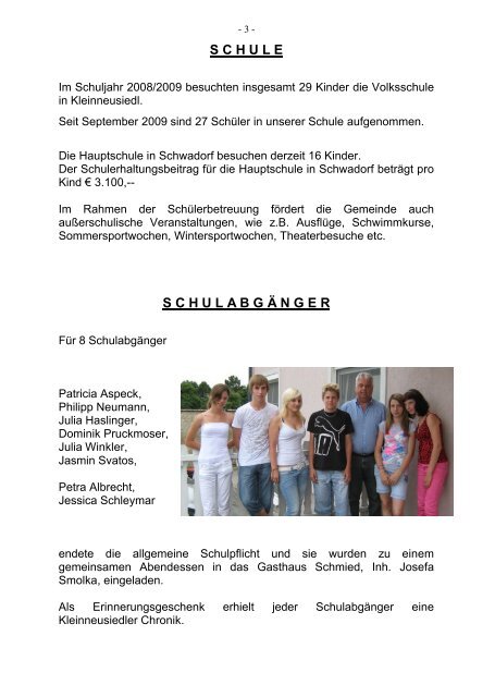 Jahresbericht 2009 (17,60 MB) - Gemeinde Klein-Neusiedl