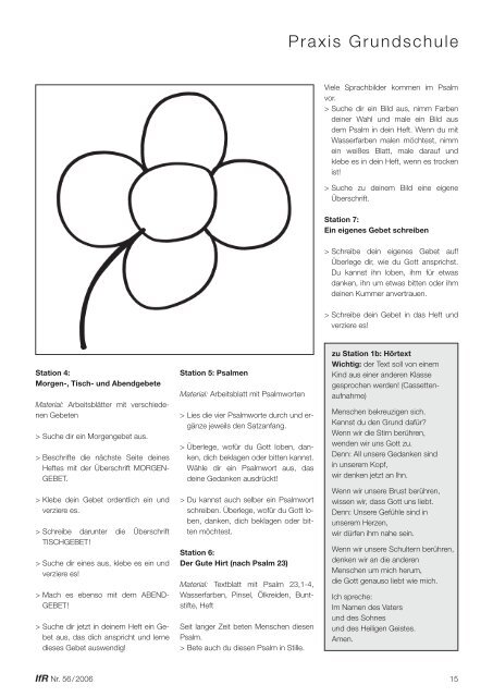 Information für den Religionsunterricht - München / Heft Nr. 56-2006