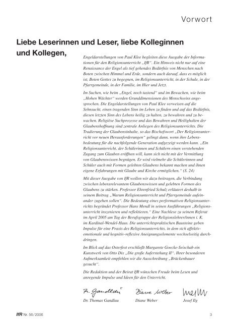 Information für den Religionsunterricht - München / Heft Nr. 56-2006