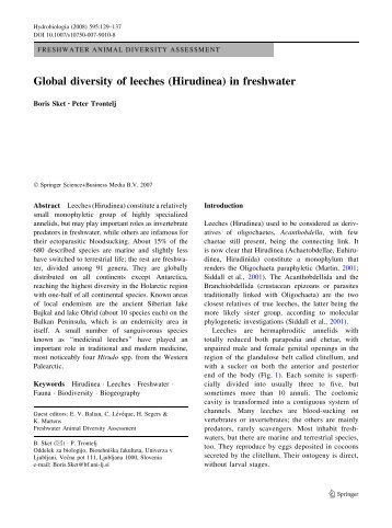 Global diversity of leeches (Hirudinea) in ... - Univerza v Ljubljani