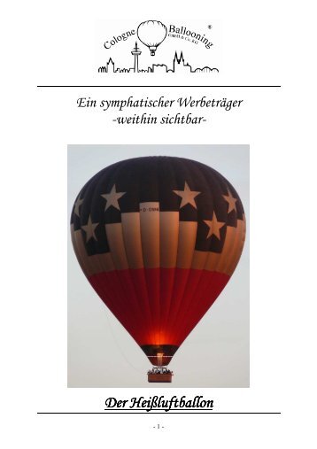 Der Heißluftballon luftballon - Cologne Ballooning GmbH & Co. KG