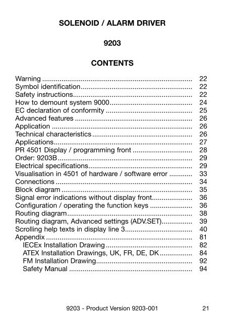 Bedienungsanleitung, Manuel, Manual, Manuale, 9203, PR ...