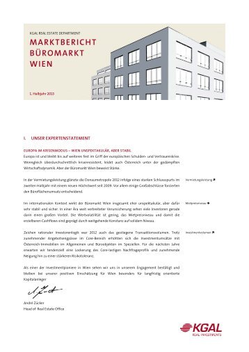 KGAL Marktbericht Büroimmobilien Wien 1. Halbjahr 2013