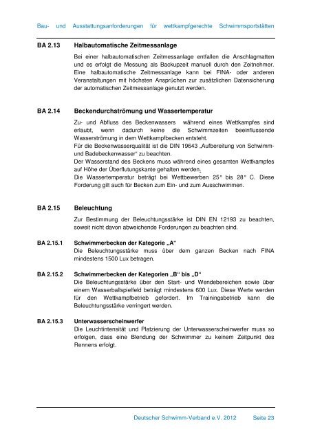 Bau- und Ausstattungsanforderung DSV