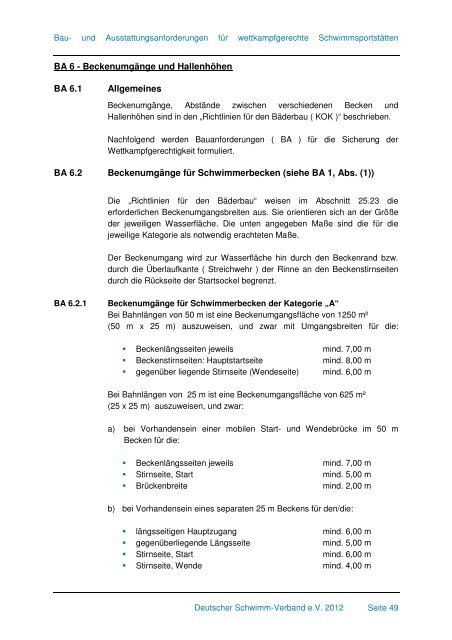 Bau- und Ausstattungsanforderung DSV