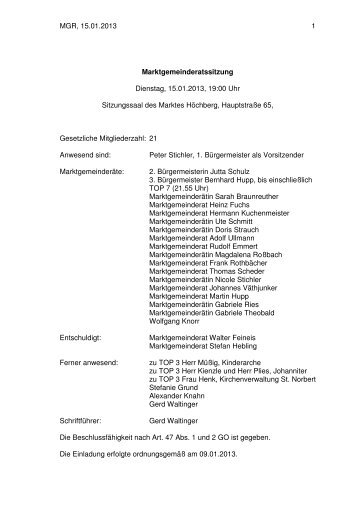 MGR, 15.01.2013 1 Marktgemeinderatssitzung ... - Markt Höchberg