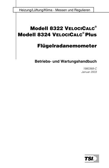 Modell 8322 VELOCICALC® Modell 8324 VELOCICALC ... - TSI