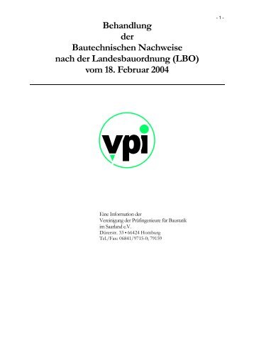 Behandlung der Bautechnischen Nachweise - Bundesvereinigung ...