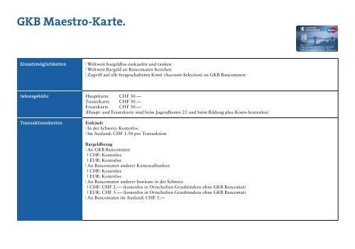 GKB Maestro-Karte. - Graubündner Kantonalbank