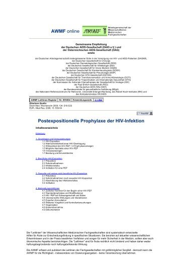055-004 S2+IDA Postexpositionelle Prophylaxe der HIV ... - AWMF