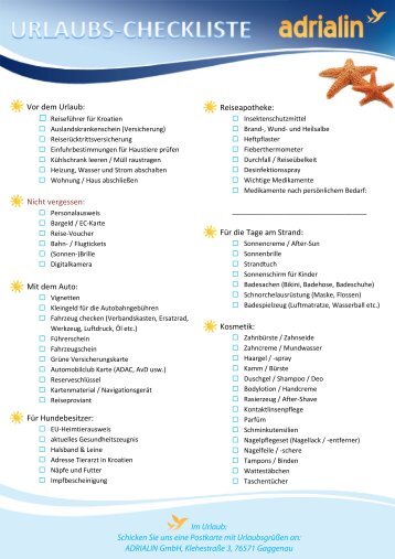 Urlaubs-Checkliste downloaden - Hallo Fehmarn Urlaubs-Checkliste downloaden - Hallo Fehmarn