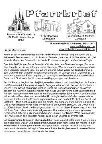 Pfarrbrief 01/2013 (PDF, 922 KB) - T-a-u.de